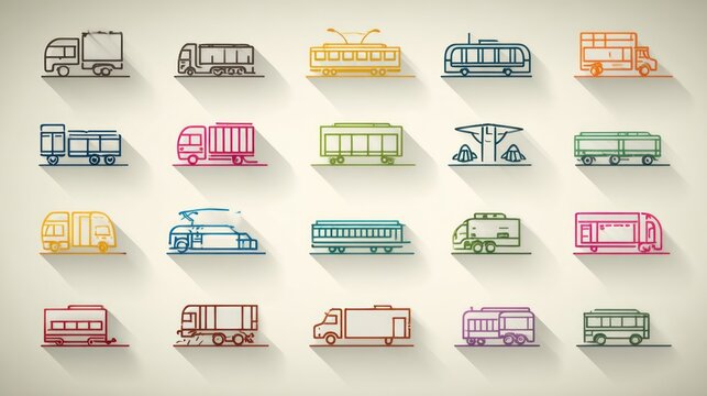 Collection of colorful transportation icons