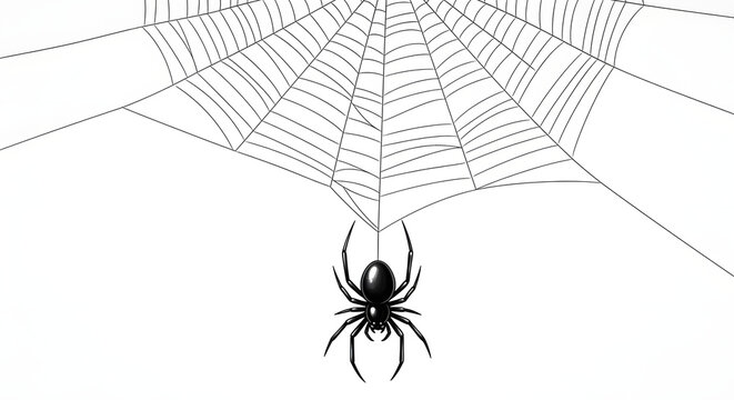 Black widow spider resting in a detailed orb weaver web