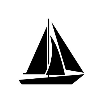 Minimalist Black and White Sailing Boat Vector Icon