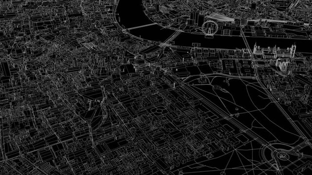3D looped animation of city - London England