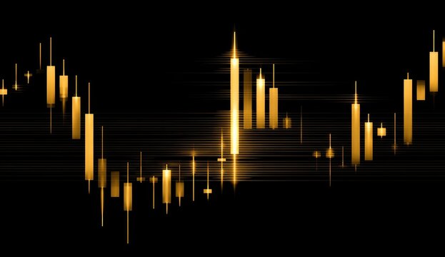Gold candlestick chart on black background (1)