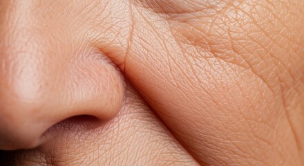 Fototapeta premium Macro view of authentic skin texture highlighting the seamless blending of fine lines and deep creases through realistic biological aging, creases, dermatological, growth