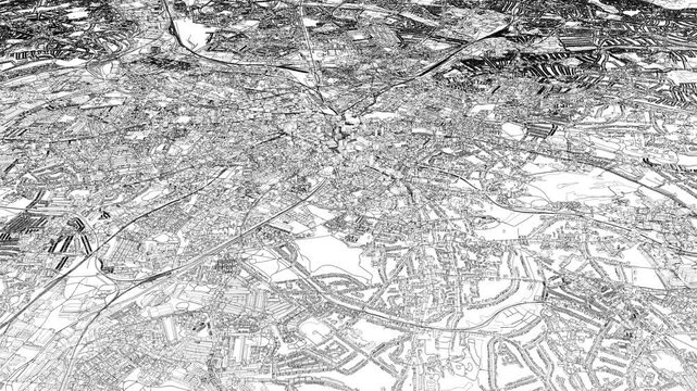 3D looped animation of city - Birmingham England