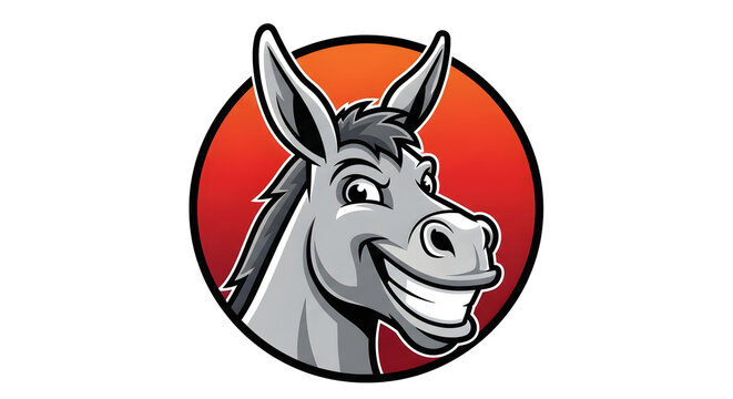 Cartoon donkey head mascot illustration with a playful expression
