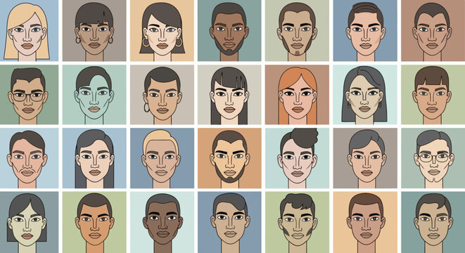 Diverse group of people faces.