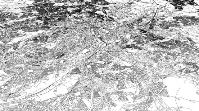 3D looped animation of city - Leeds England