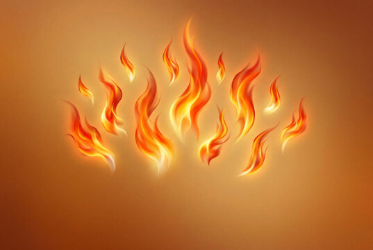 Glowing fire flames burning brightly on warm background