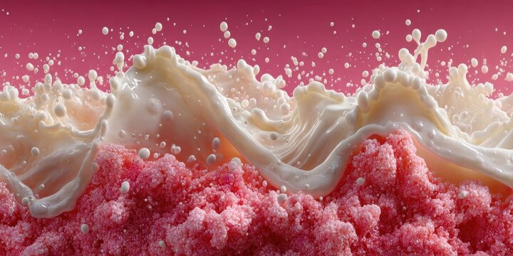 White Milk Splash on Vibrant Pink Background