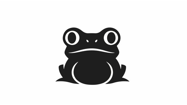 Black silhouette of a frog sitting.