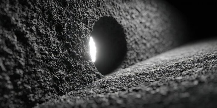 Dark Wall with a Circular Hole for Artistic or Structural Context