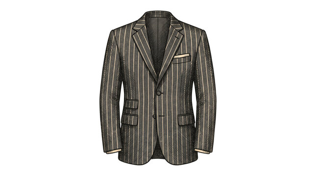 A stylish gray pinstripe suit jacket on transparent background