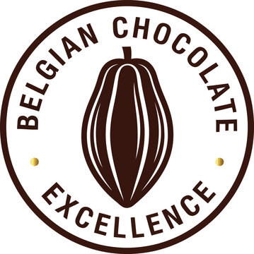 Belgian chocolate excellence logo with cocoa pod