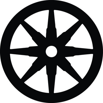 Silhouette old wagon wheel spokes circular design vector design