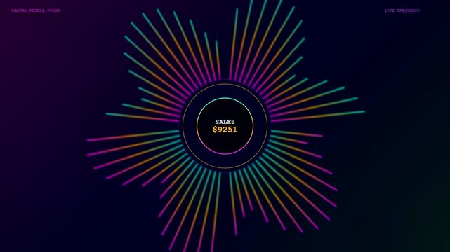 An intricate Augmented Retail Interface pulses with luminous neon energy while real time financial data fluctuations manifest through a radiating kaleidoscopic symphony of digital geometry