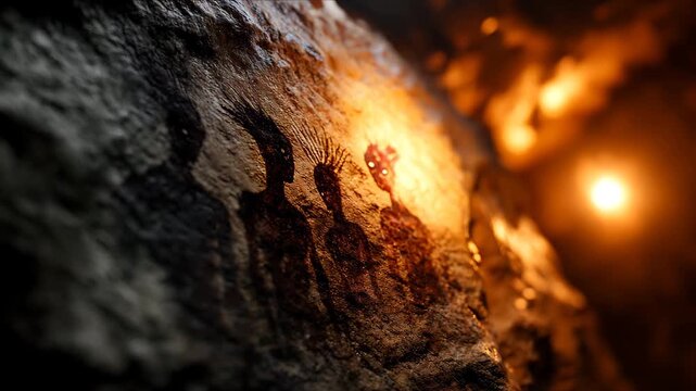 宇宙人のような絵が描かれた壁画のイメージ