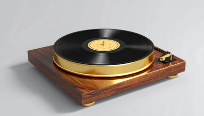 Fototapeta premium Luxury Vintage Turntable with Vinyl Record on Wooden Base.