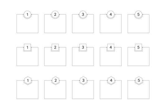 tep number icon set, outline frame label variation, circle square hexagon