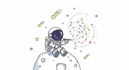 Astronaut sitting on the moon surface. © Erico