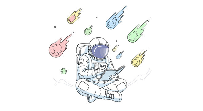 Astronaut sitting in space suit.