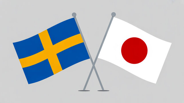 Flags of Sweden and Japan displayed side by side