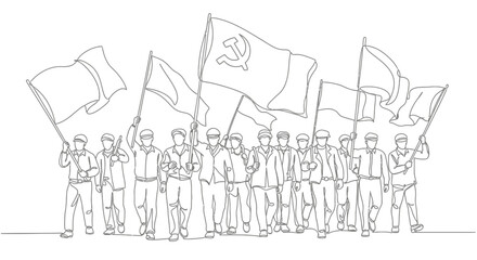 Obraz premium Group of people holding flags together.