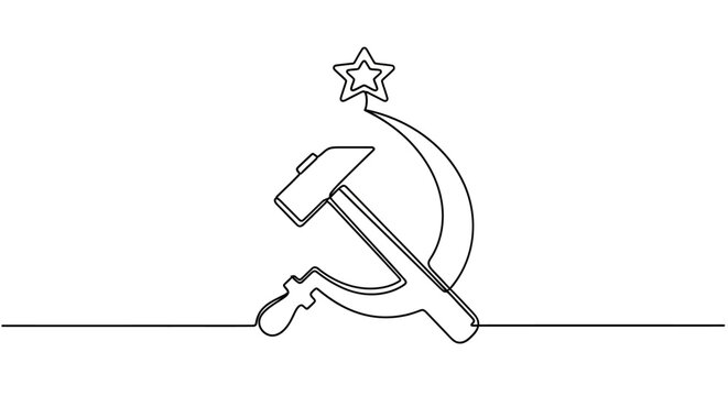 Hammer and sickle communist symbol icon.
