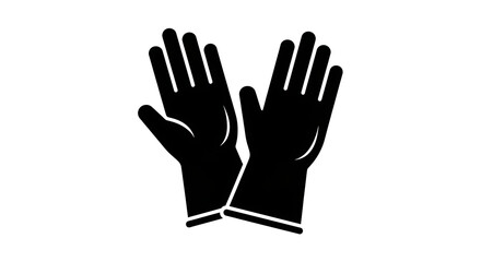 Obraz premium Black silhouette of two hands with palms facing outwards isolated on white background