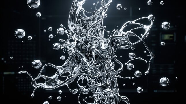 Dynamic Mercury Splashes and Drops in High-Definition Visualization