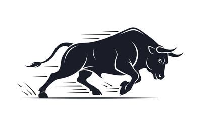 Fototapeta premium Charging Bull Silhouette, Power and Strength Symbol, Dynamic Movement