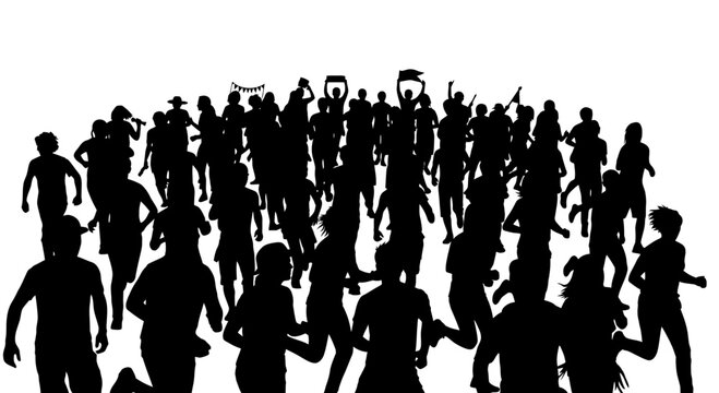 Crowd Silhouette Running Silhouette Crowd People Silhouette