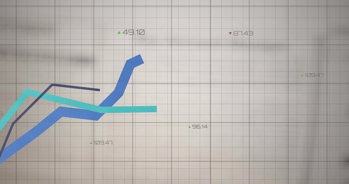 Displaying thick blue spike and teal traces on gray grid with green red markers and labels