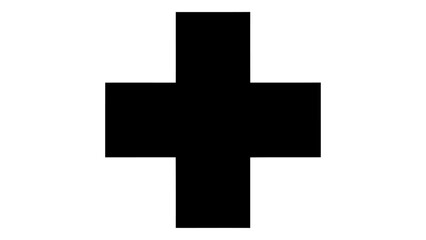 Fototapeta premium Simple black cross icon, a bold plus sign symbol for medical, math, or positive concepts, isolated on white background