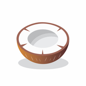 Stylized Illustration of a Halved Coconut