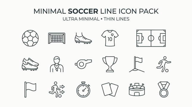 soccer football vector set of icons with black symbols 