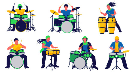 Fototapeta premium Diverse Drummers Playing Music