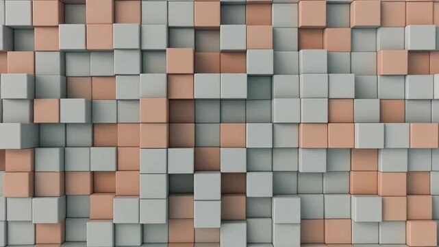 Dynamic 3D Geometric Cubes Abstract Background - Beige and Gray Pattern