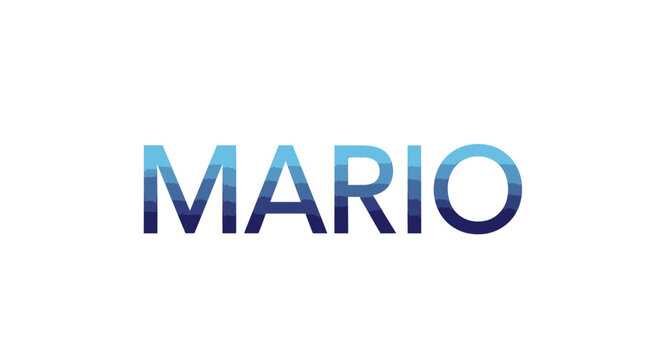 MARIO text with blue wave pattern fill, typography, graphic design, modern concept