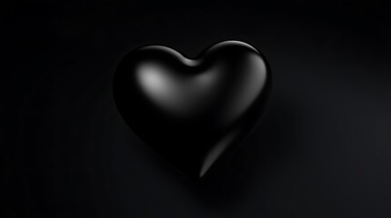 Fototapeta premium Elegant Black Glass Heart with Reflective Surface on Dark Minimal Background