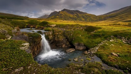 Fototapeta premium The Falls, a very pleasant walk are located on the slopes of mountain range.