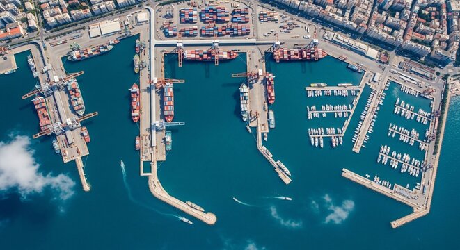 Aerial view of harbor
