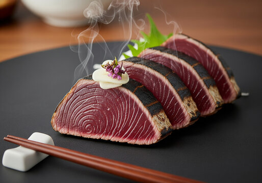 香ばしい焼き目とルビー色の断面 極上初鰹のたたき