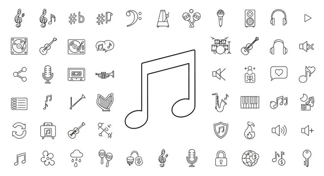 Music note icon symbol graphic.