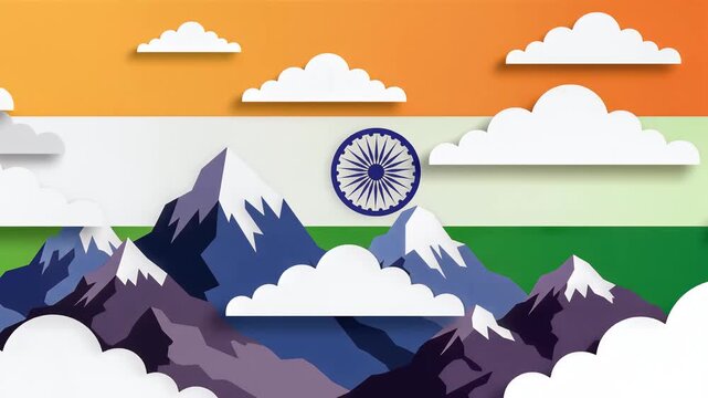 Indian Flag and Mountains Paper Cut Animation for Kargil Vijay Diwas