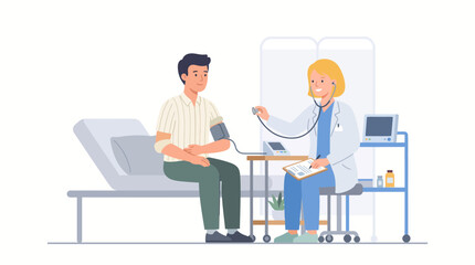 Fototapeta premium Doctor conducting a health checkup with patient in medical office
