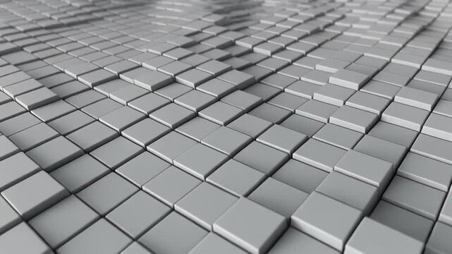 Abstract 3D Geometric Surface - Gray Cubes Rising and Falling Motion Background