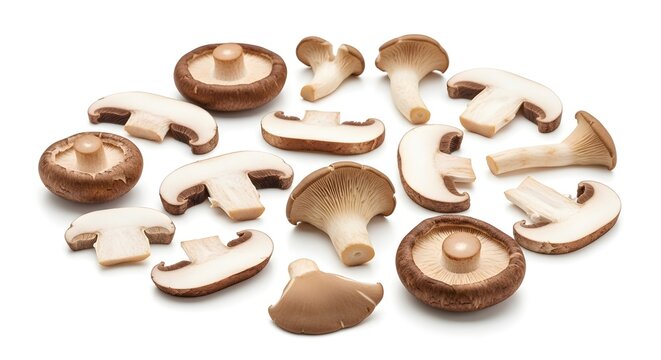 Fresh Shiitake Mushrooms Isolated on White Background