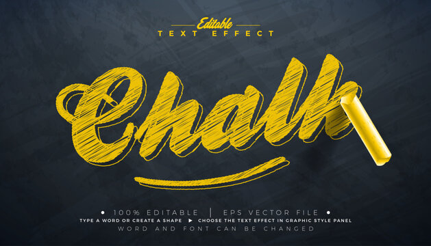 A yellow chalk text effect vector design with editable font style and classroom blackboard background template for back to school typography