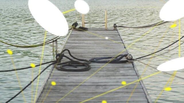 Overlay appearing from edges, dock static while ovals drifting and dots connecting, showing links