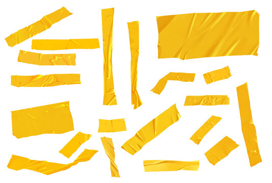 Plain yellow caution tape ribbon isolated on white background