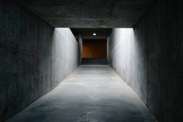 Fototapeta premium 都市建築空間の階段に通じるコンクリート廊下